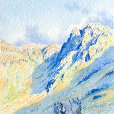 Haystacks, watercolour painting of Wainwright’s favourite Cumbrian fell.
