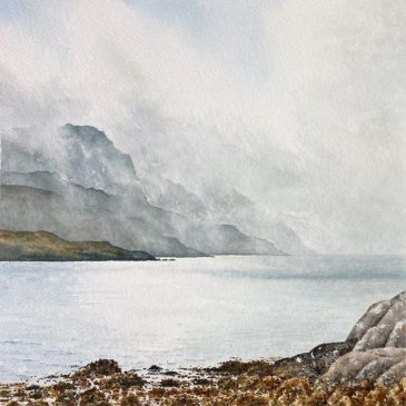 Lifting Clouds, Isle of Harris watercolour seascape painting