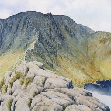 Helvellyn from Striding Edge – Cumbrian watercolour painting